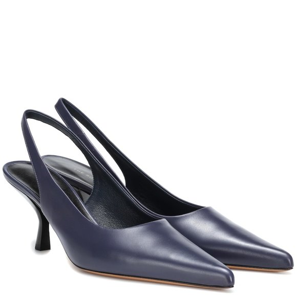 THE ROW Bourgeoisie Leather Slingback Pumps In Blue - Picture 4 of 4